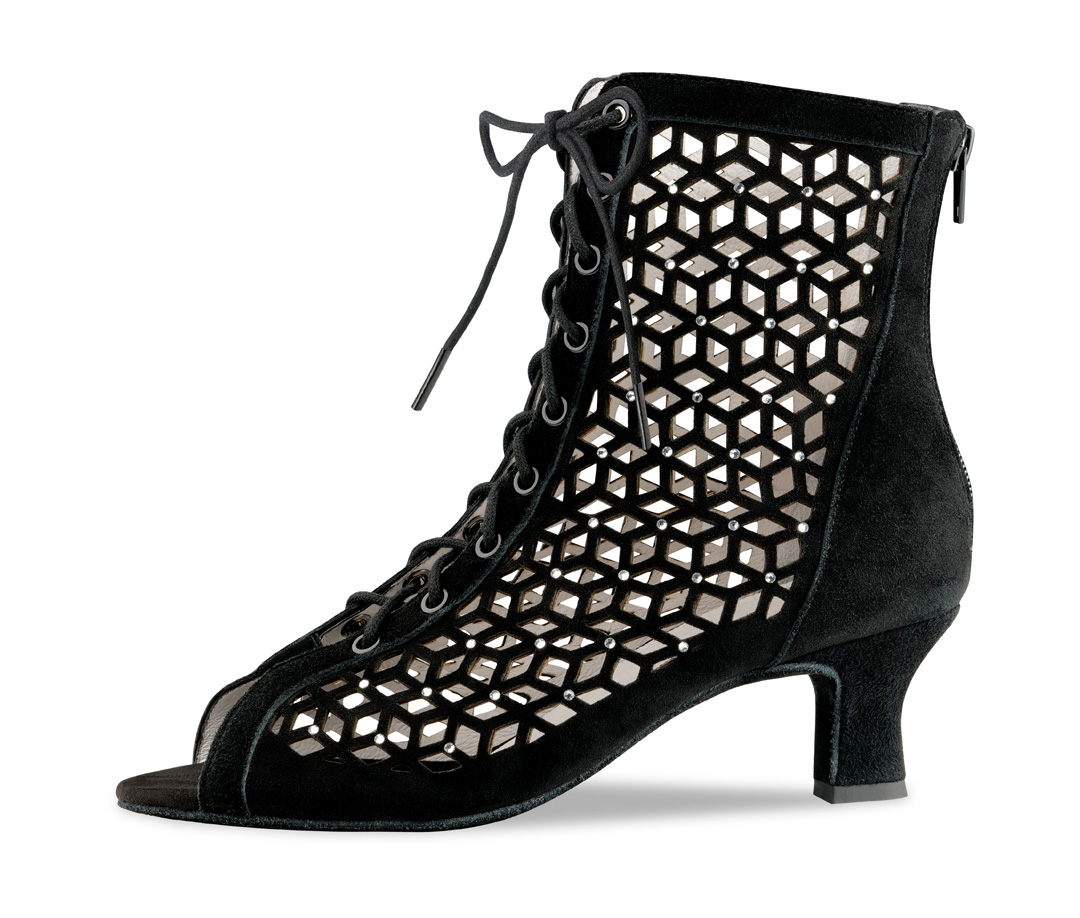 Tanzschuh Stiefelette mit niedrigem Absatz Strass
