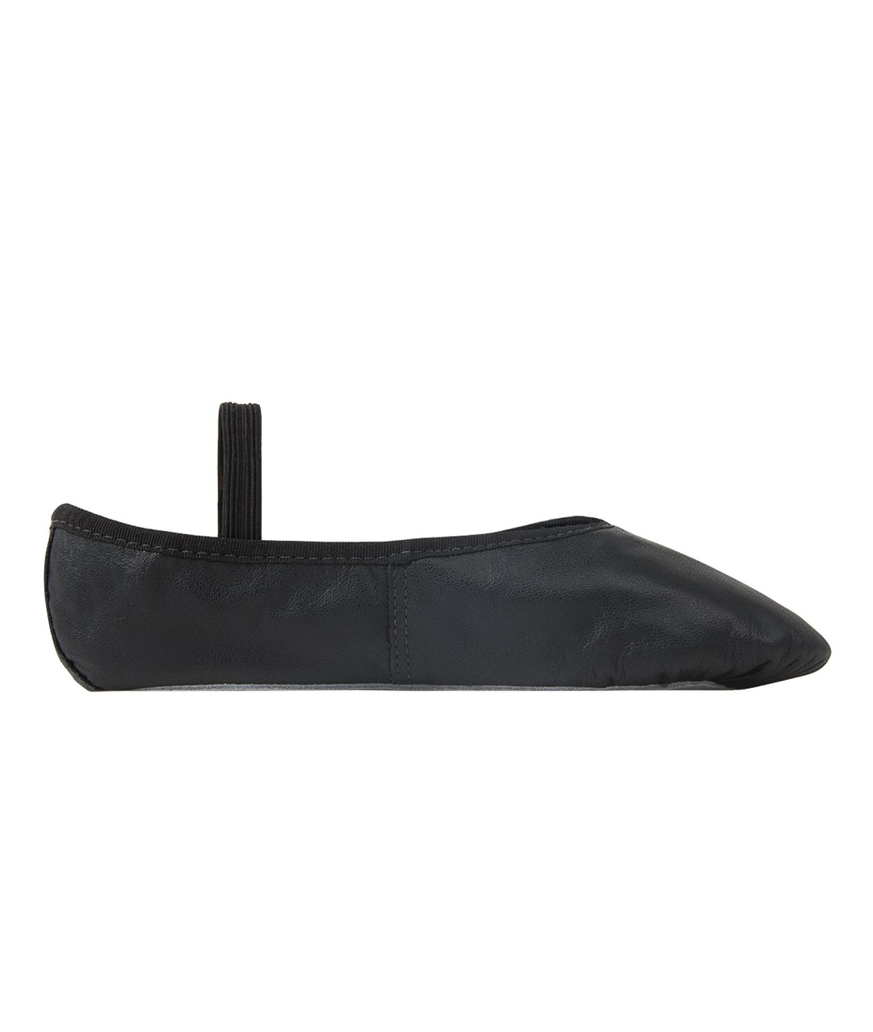 Ballettschläppchen schwarz Leder ganze Sohle