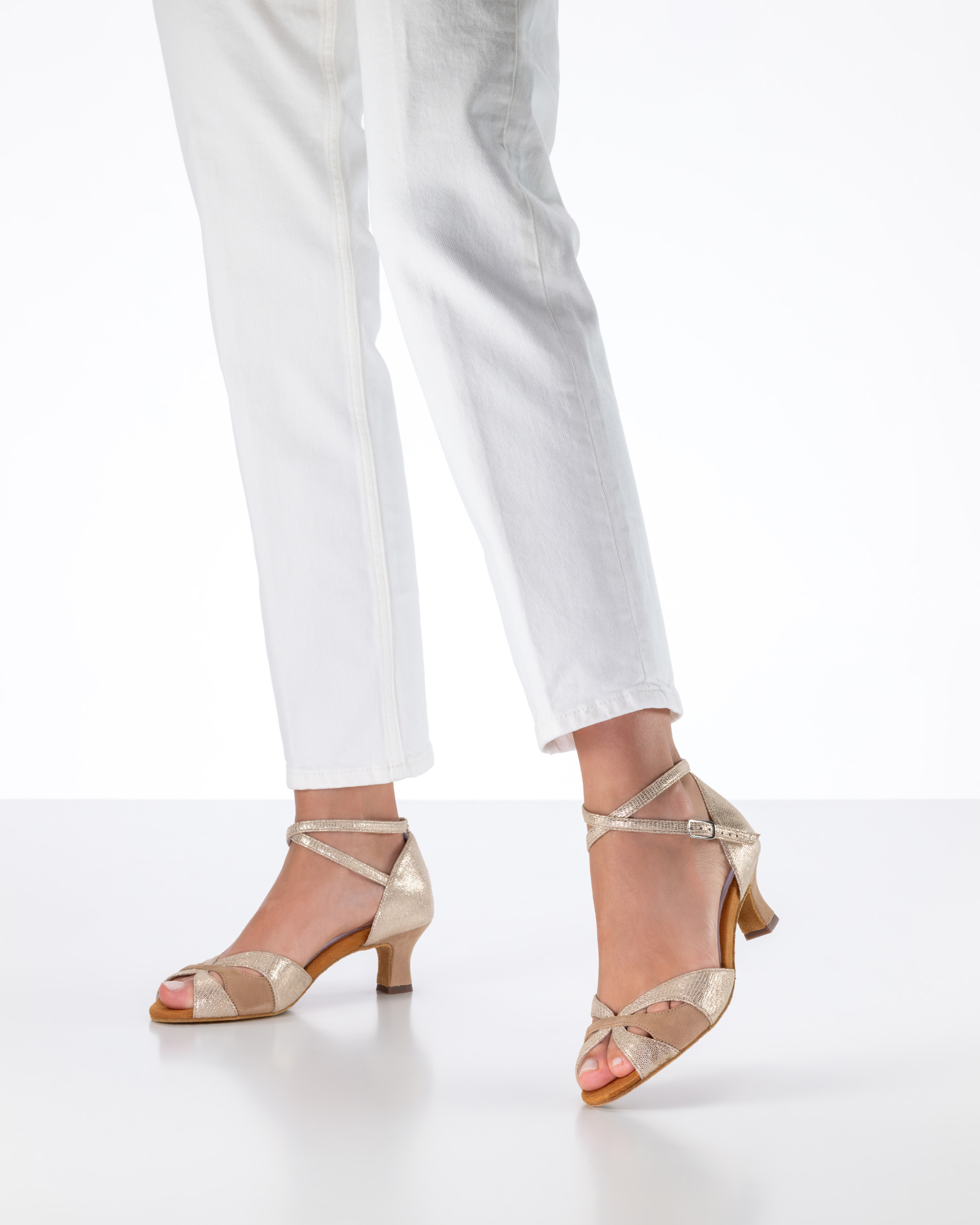 Eunice Samtziege Beige/Print Gold