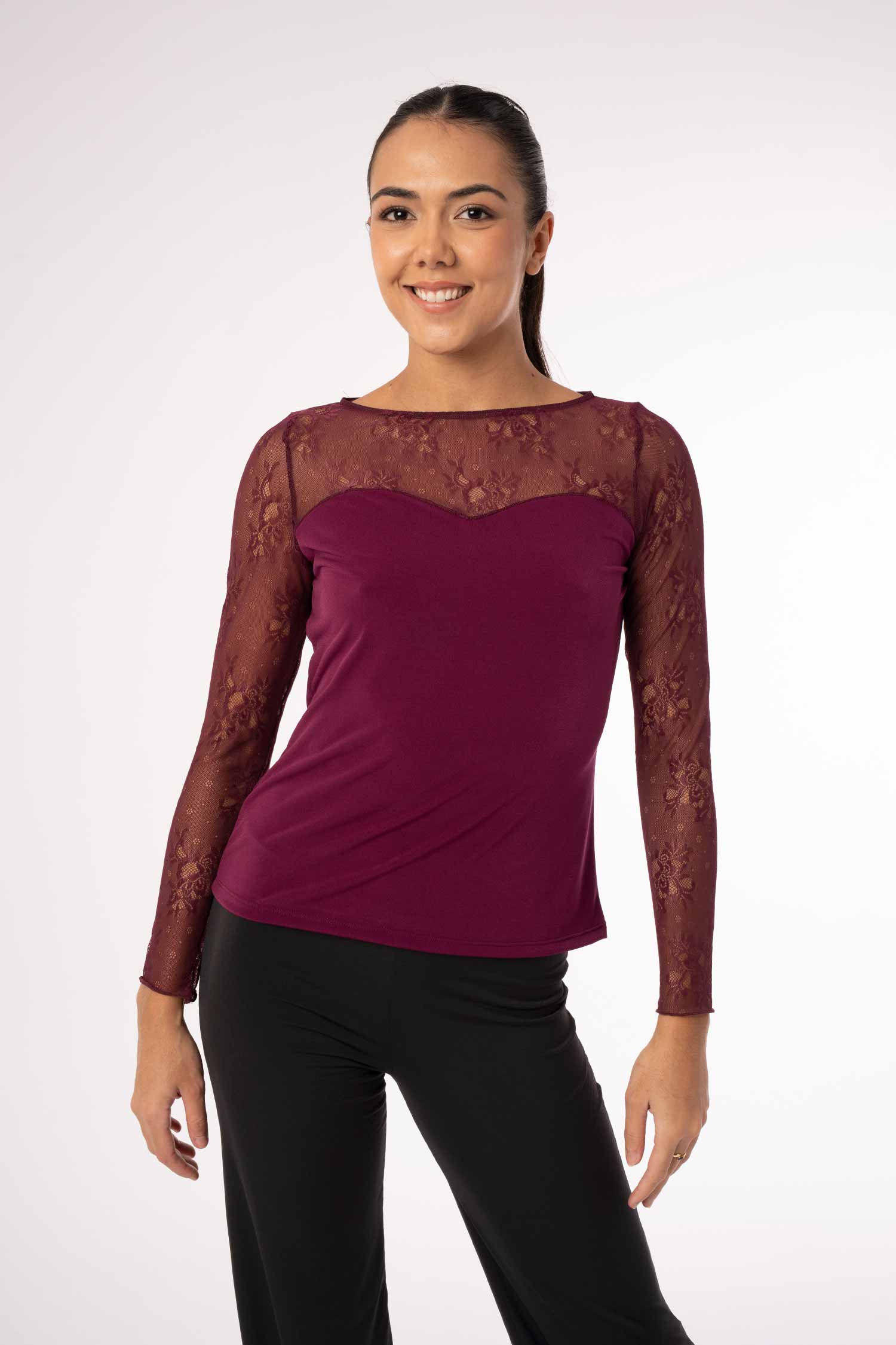 Langarm Shirt mit Spitze zum Tanzen